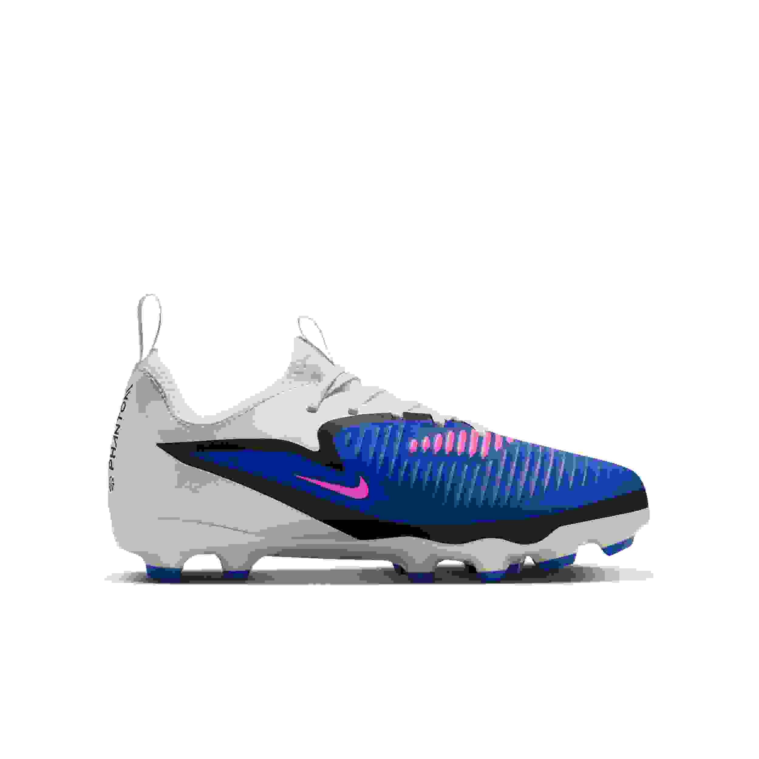 Nike Jr. Phantom 6 Low Academy MG Grade School Kids' "Racer Blue/White/Pink Blast" Soccer Cleat